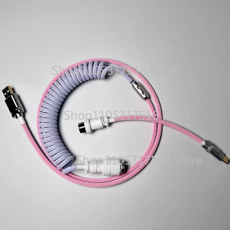 For UNKNOWN ERROR Customized mechanical keyboard cable - MagSafe purple spiral USB-C cable - Type-C connector - A50
