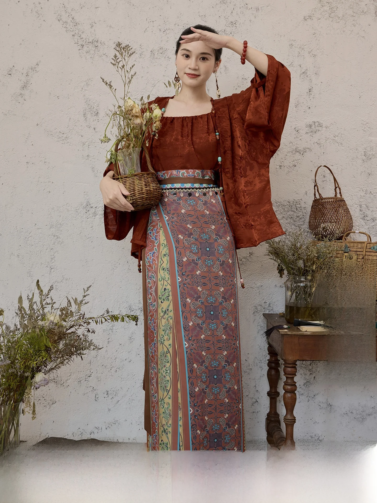 

Оригинальные женские костюмы, костюм Тан, ранняя осень, одежда для поездок на работу, жилет с воротником irt Dunhuang Sle, полиэфирное волокно Hanfu