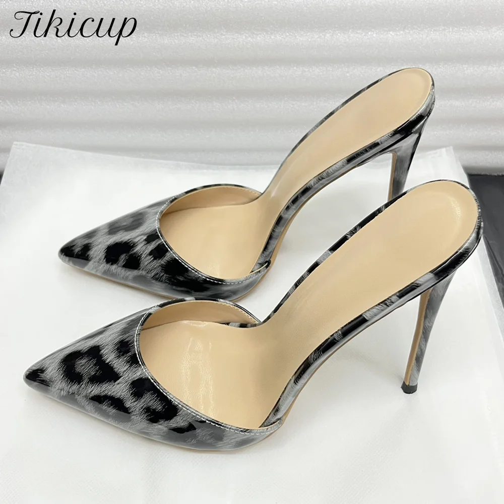 

Сексуальные леопардовые тапочки 12 см, туфли на высоком тонком каблуке, женские туфли без шнуровки с острым носком, модные сандалии для свиданий, вечеринок, OL, женские сандалии для отдыха