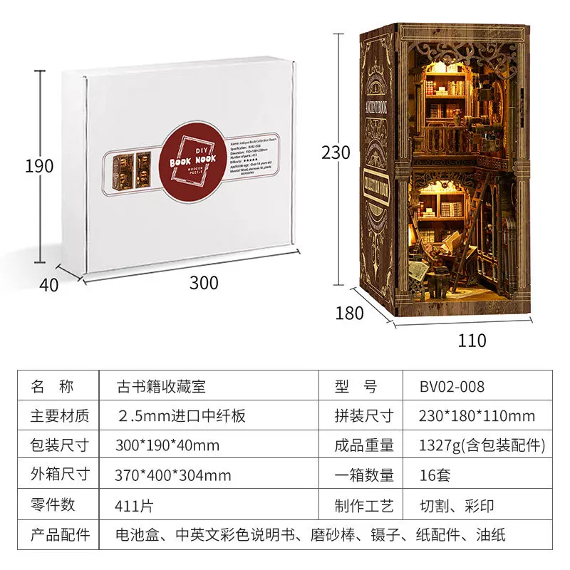 Venda quente diy livro nook prateleira kits de inserção de madeira modelo em miniatura kit cyberrpunk estante montado estante decoração para casa encaixotado