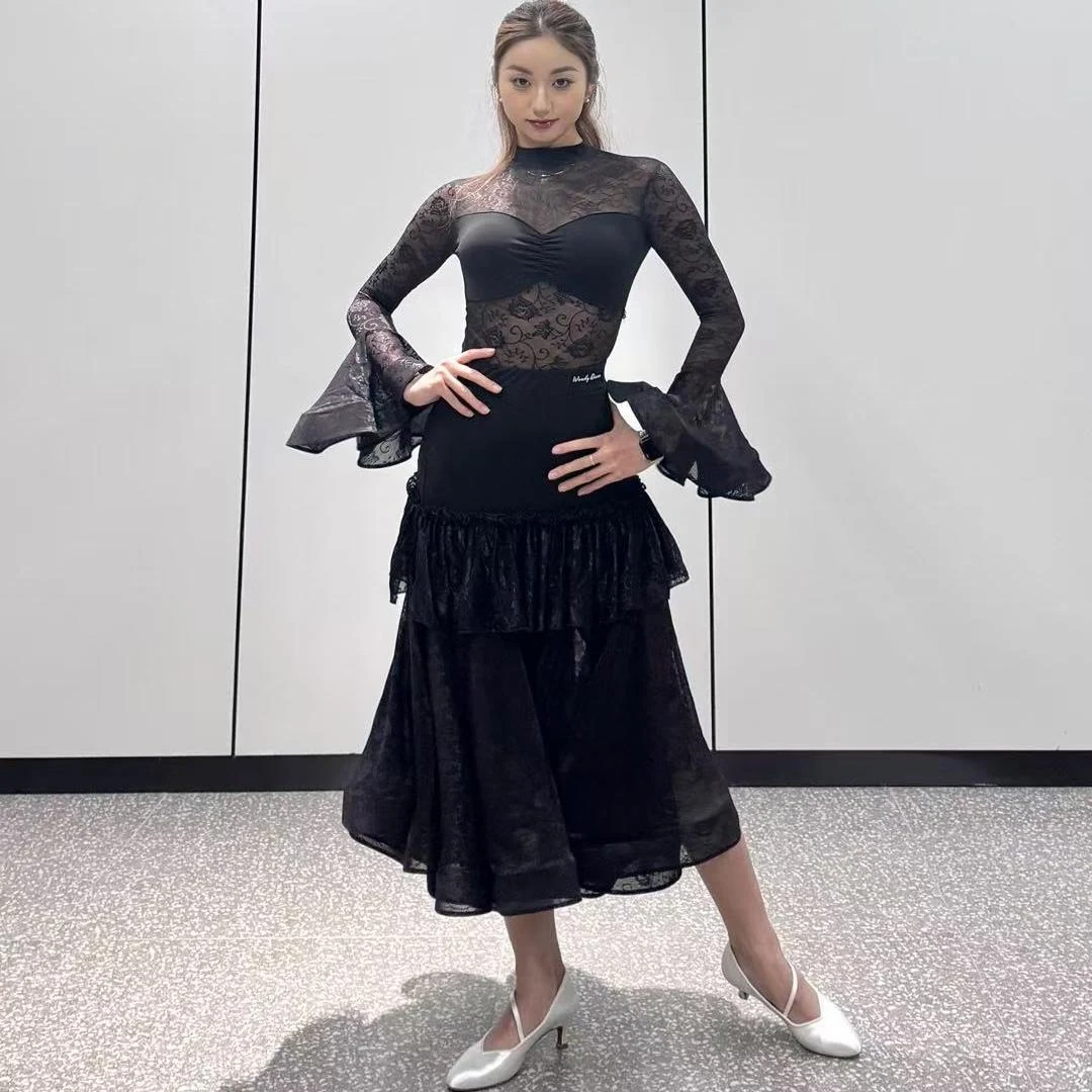 Nuovo abito da ballo da sala bianco abbigliamento da competizione donna ballo di fine anno club valzer spettacolo di danza costume abbigliamento da pratica latino BL14556