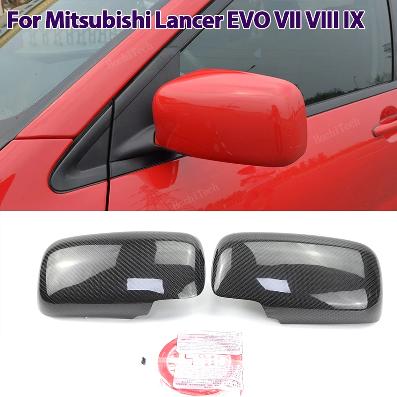 

Real Carbon Fiber Side Mirror cover Cap add-on overlay for Mitsubishi Lancer Evolution EVO VII VIII IX 2001-2007