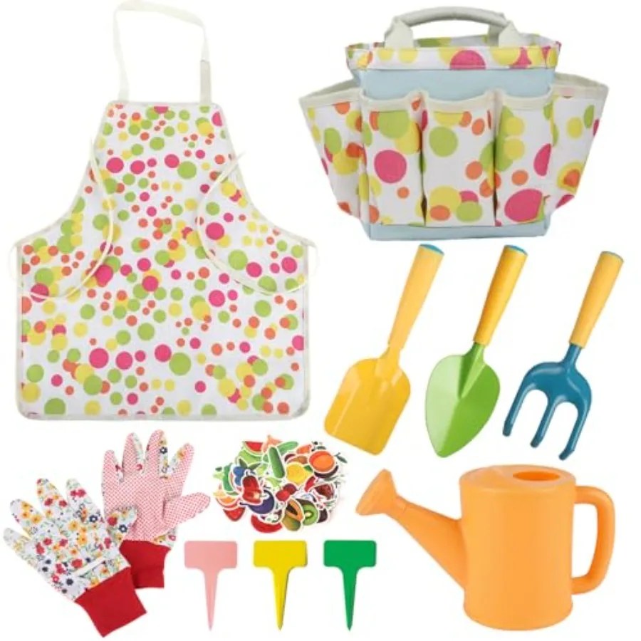 

Gardening Set Gardening Tools with Watering Can Shovel Rake Gloves Waterproof Apron and Storage Bag Garden Tool for Boys Girls