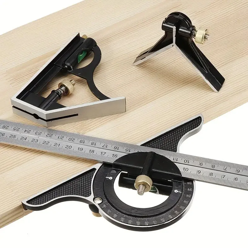 300mm Adjustable Combination Square Angle Ruler 45 /90Degree With Bubble Level Multifunctional Gauge Angle Ruler Measuring Tool