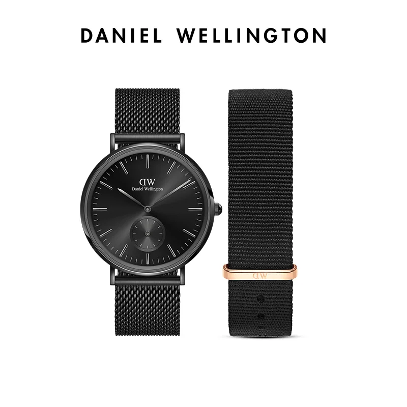 

Daniel Wellington Classic Multi-Eye 40mm Graphite Watch Grey Mesh Strap with Extra Black NATO Cornwall RG Band 2Pcs Set Men Gift