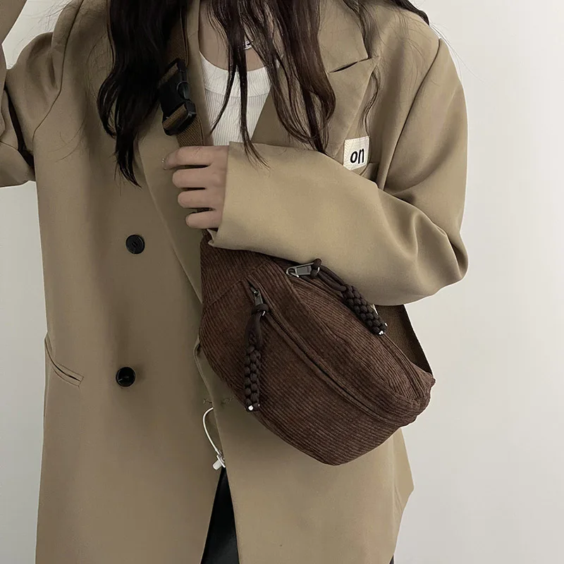 Casual Cord Gürtel Taschen für Frauen Mode Fanny Pack Weibliche Banane Taille Tasche Hüfte Geldbörse Schulter Crossbody Brust Tasche Tasche – Detail 9