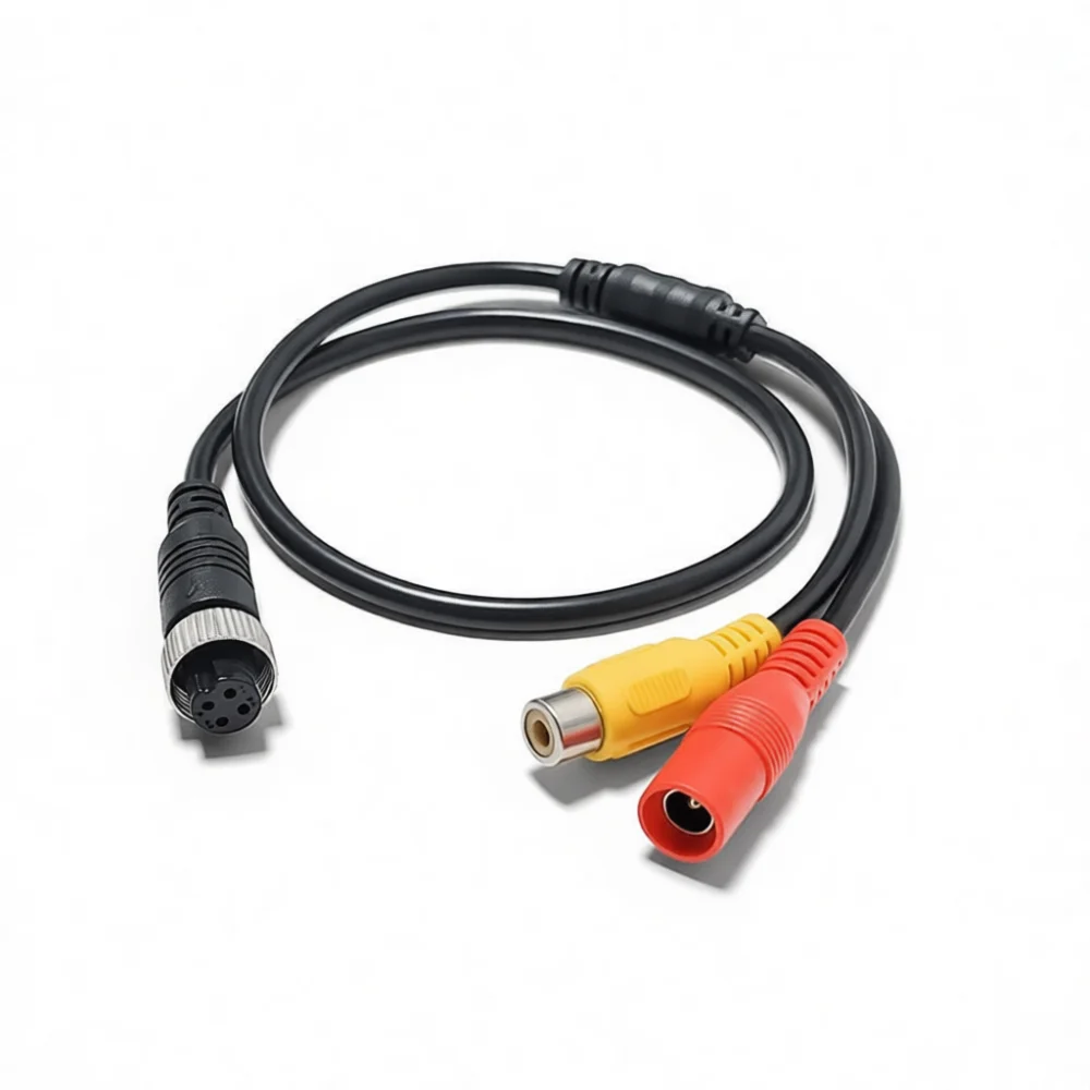 Pure Copper Aviation Plug To Dual RCA Cable Adapter Video Audio Connector For Surveillance Camera Security System