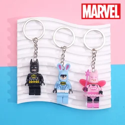 Marvel Avengers Keychain Iron Man Spiderman Captain America Cartoon Cute Building Blocks Keyring Toys Kid Gifts