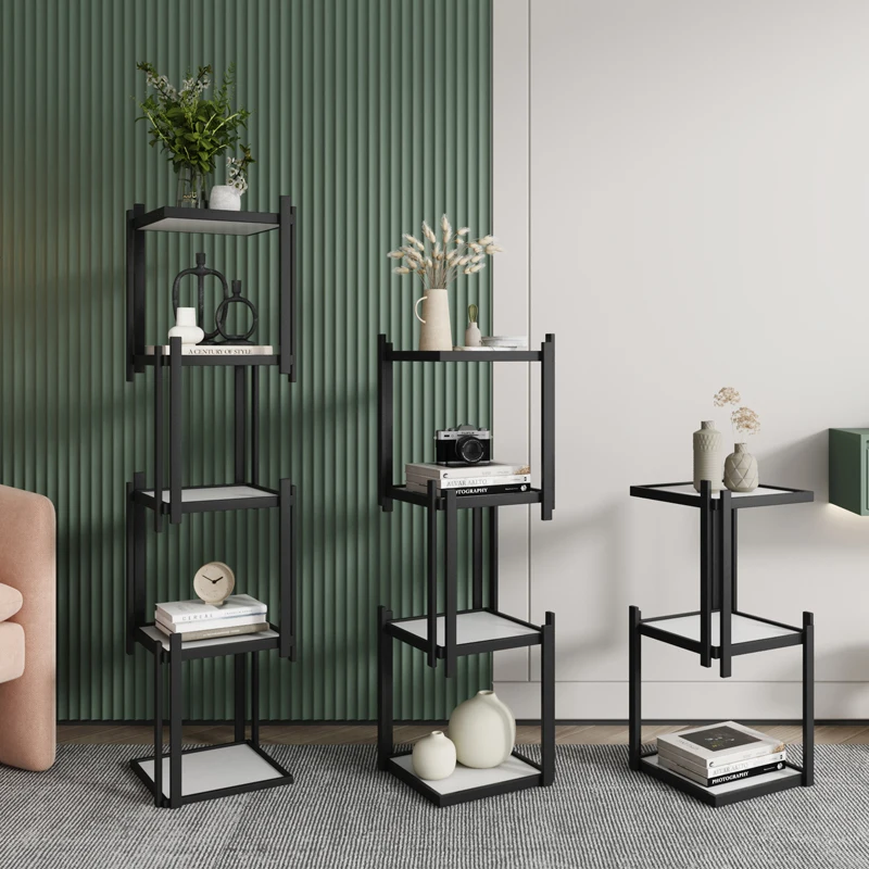 Wrought iron floor display rack, creative bookshelf, office decoration rack, flower rack, living room corner multi-layer simple
