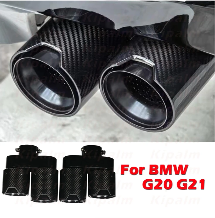 1 Pair Dual Pipe Carbon Fiber M Performance Exhaust Pipe Muffler Tip Tailpipe For BMW G20