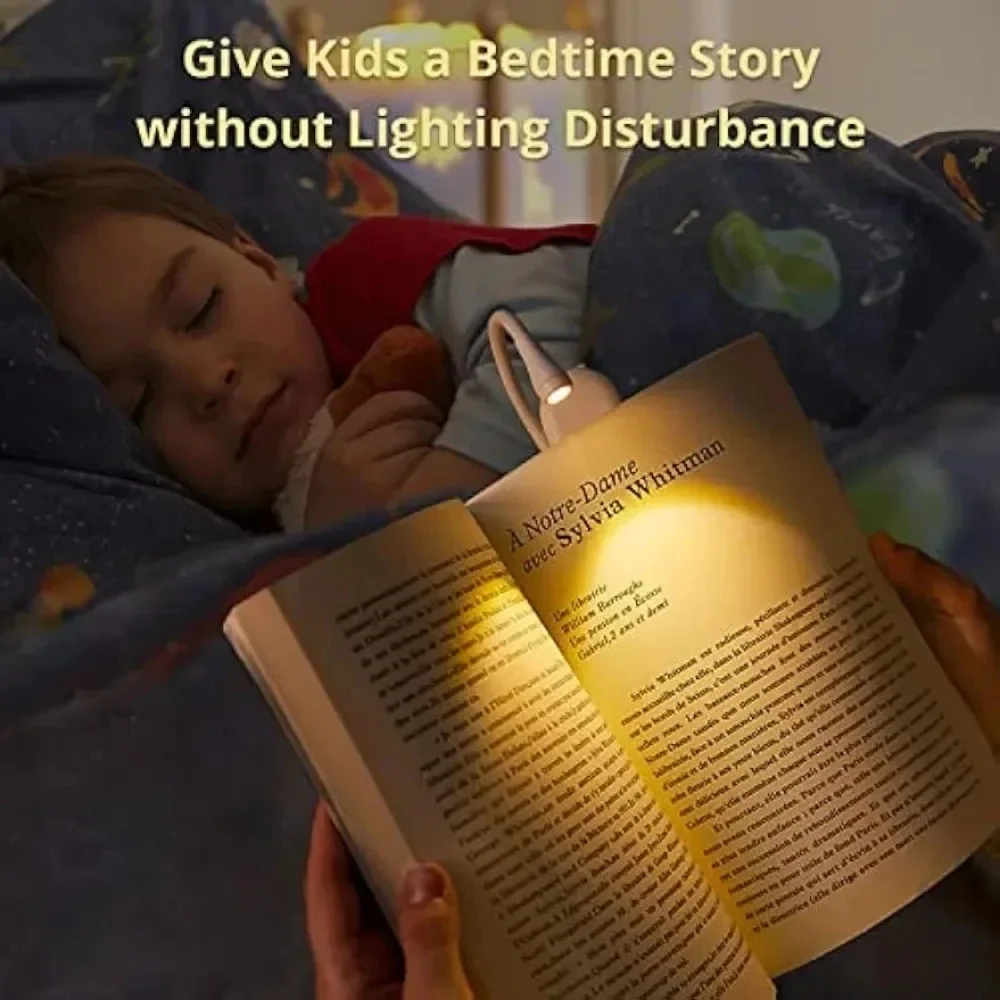 HPH LED Reading Light USB Rechargeable Mini Book Light Clip-on Night Light Stepless Dimmable Eye Protection Desk Lamp for Kids