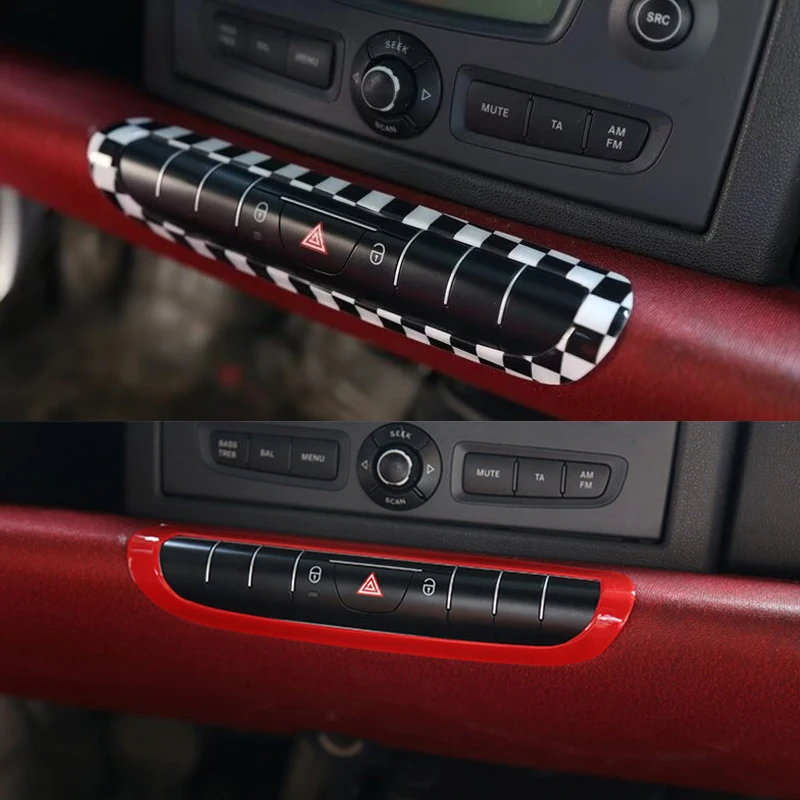 For Smart Brabus 451 Fortwo Car Safety Warning Light Button Decorative Sticker Strip Car Interior Modification Accessories