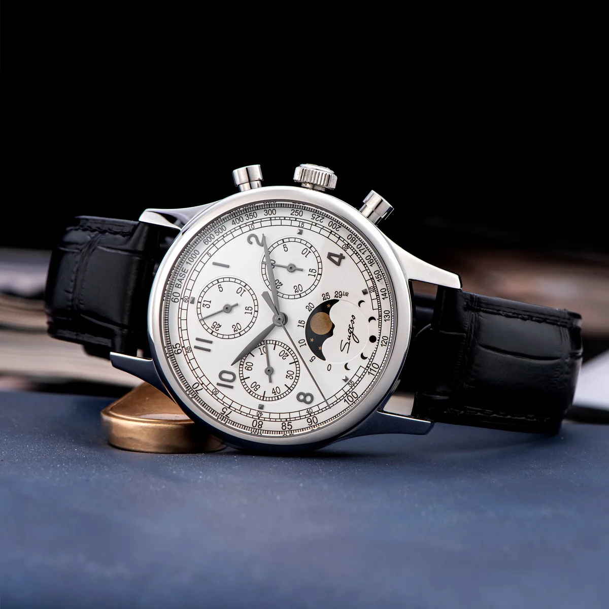 schan Sugess Watch of Men Chronograph Tianjin ST1908 Swanneck Movement