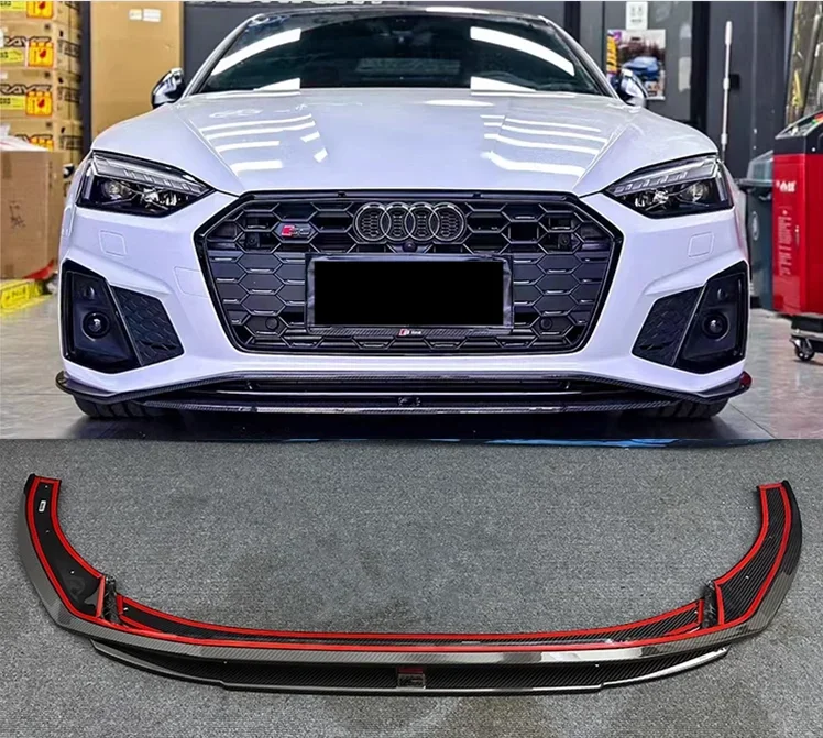 Real Carbon Fiber Front Lip Splitters Bumper Flaps Spoiler Body Kit For Audi A5 S5 Sline 2020 2021 2022 2023 2024