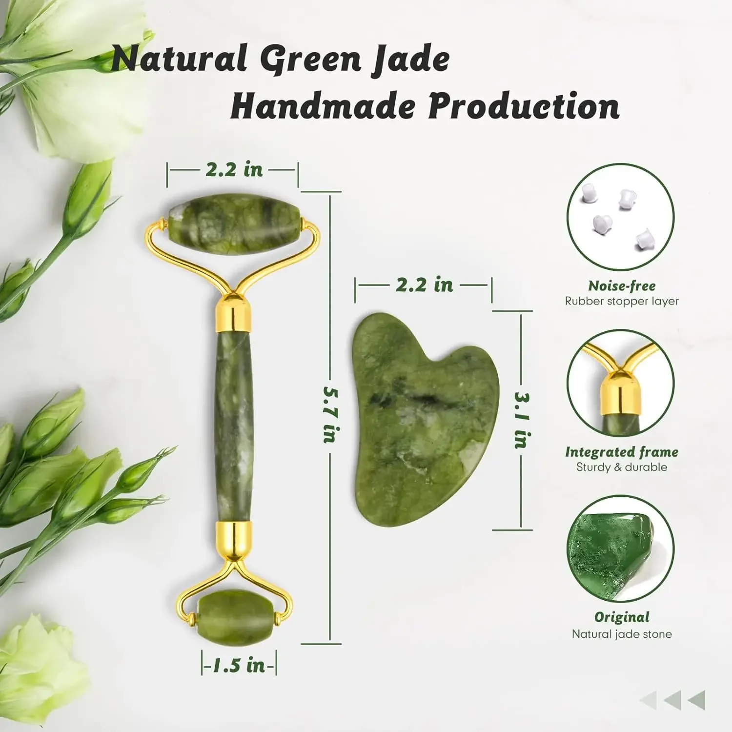 Jade Roller & Gua Sha Set Gezicht Cotify Anti-Aging Facial Natuurlijke Groene Schoonheid Massager Tool Huidverzorging Hals Oog om Rimpels te verminderen