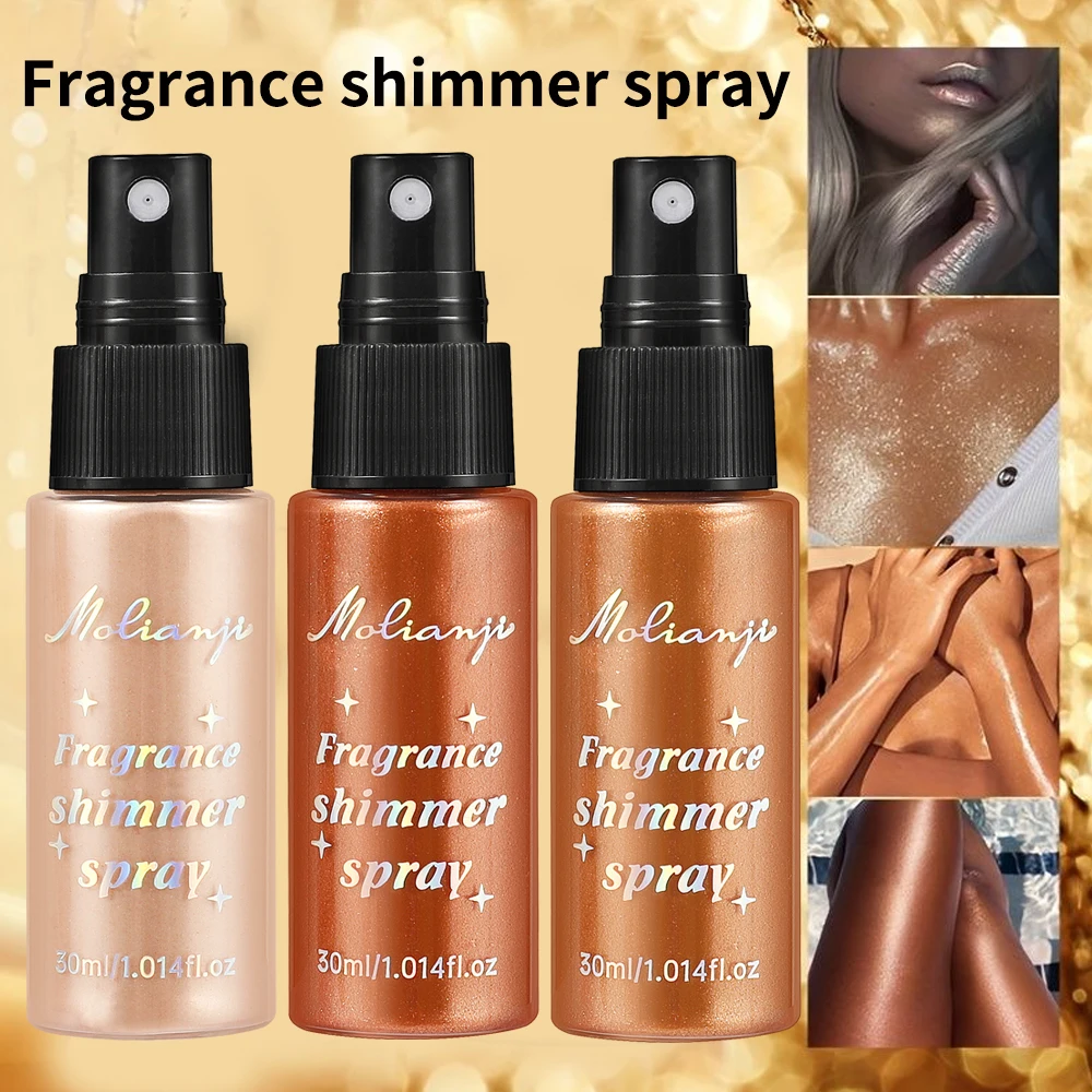 Spray błyskowy, trwały błysk, wodoodporny, odporny na pot, odporny na plamy, odpowiedni do twarzy, ciała, szyi, błyszczące kosmetyki