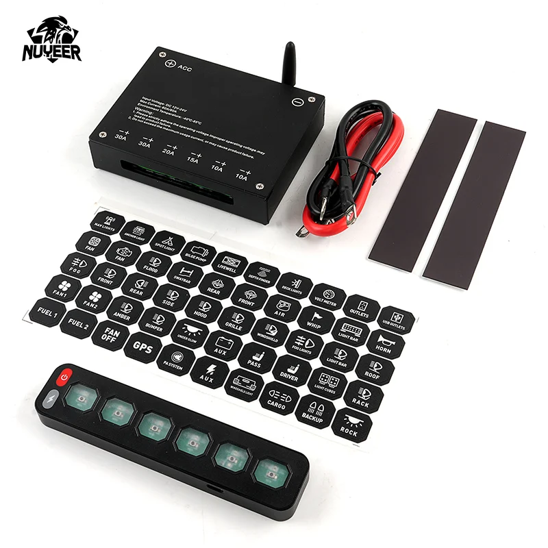 6 Gang Wireless Switch Panel 4x4 Relay Control Box Automatic Dimmable LED 12V Touch Switch Panel For Race Car Truck RV Off Road