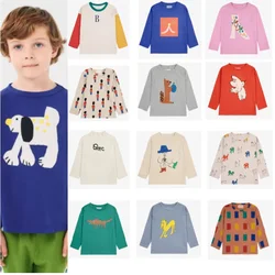 T-Shirt per bambini 2024 autunno New Cartoon Cute Casual Boys Girls Bottoming Shirt stampa in cotone ragazze top abbigliamento per bambini