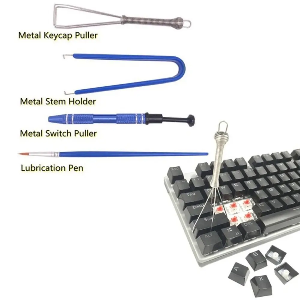 Metal Puller Keyboard Cleaning Tool Kit Stem Holder Lube Brush Keycap Switch Tool Tool Kits Remover Metal Keycap Puller Laptop