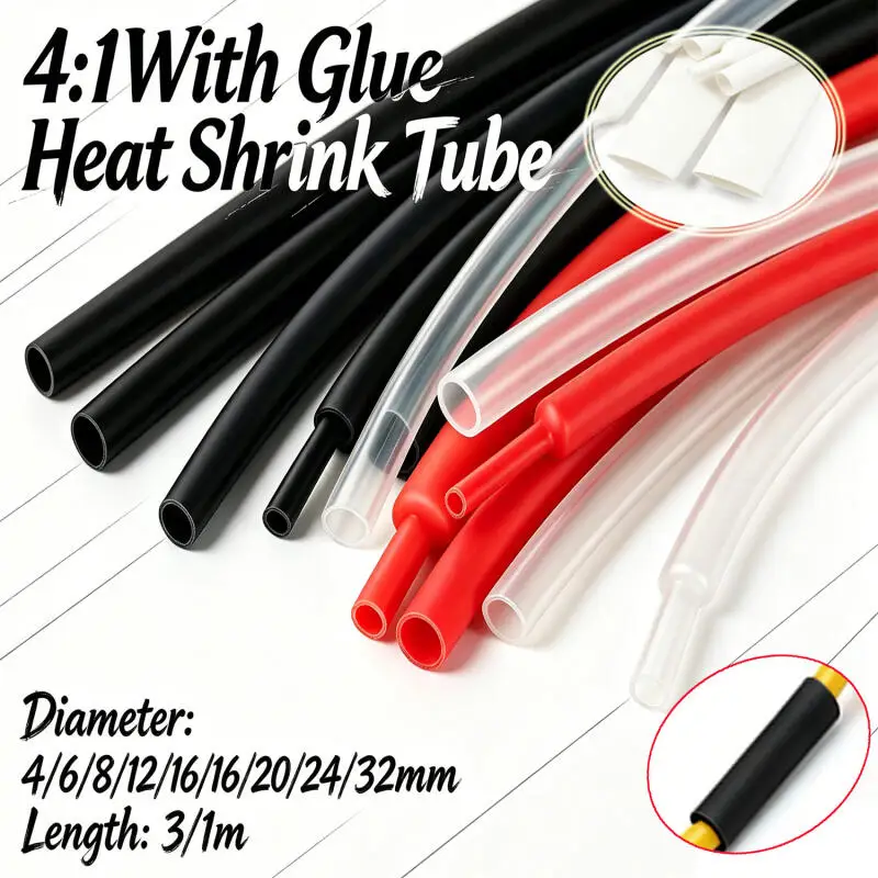 4~32mm 4:1 heat shrink tubing, wire connection protective sleeve, suitable for DIY enthusiasts