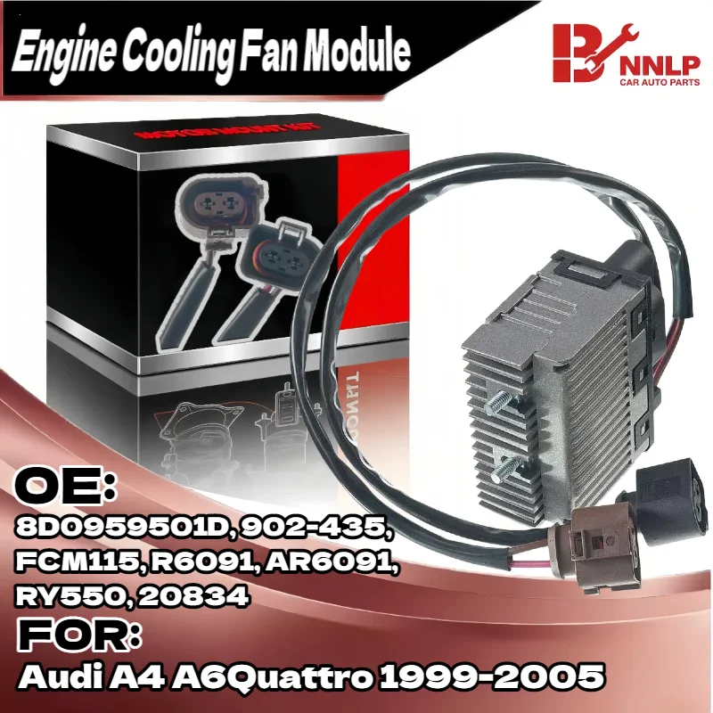 

Engine Cooling Fan Control Module 902-435 for Audi A4 A6Quattro 99-05 8D0959501D, 902-435, FCM115, R6091, AR6091, RY550, 20834