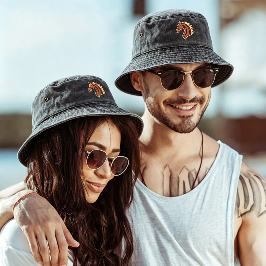 Unisex Bucket Hat with Horse Head Print, Perfect for Daily Wear, Summer Outdoor Trips, Camping, And Parties. Ideal Gift for Part