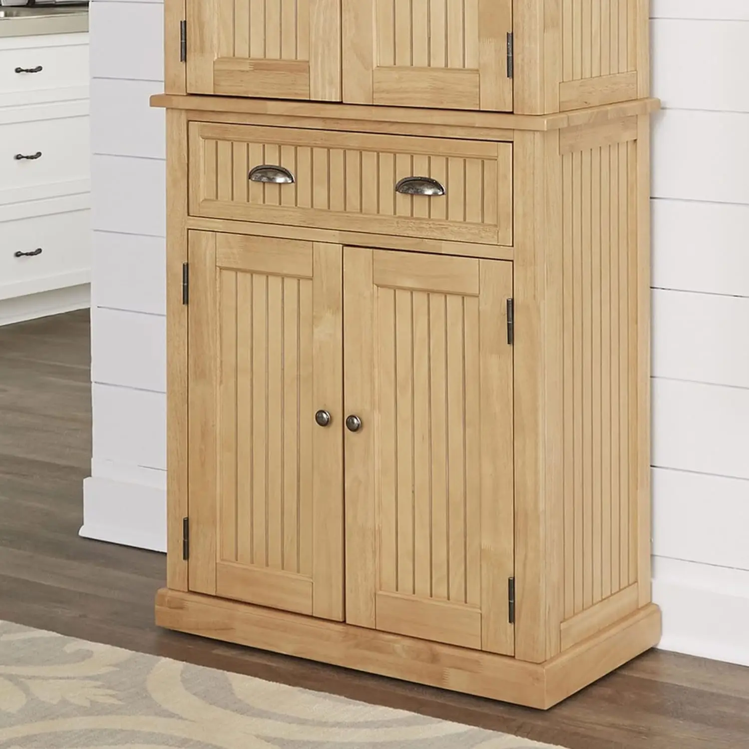 Kitchen Pantry with Drawers and Adjustable Shelves, 71.5 Inch Height, Natural Brown Maple F