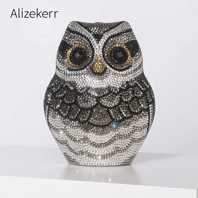 Owl Diamond Evening Clutch Bags For Wedding Party Women Luxury Designer Metallic Box Colour Crystal Small Handbag Party Wedding