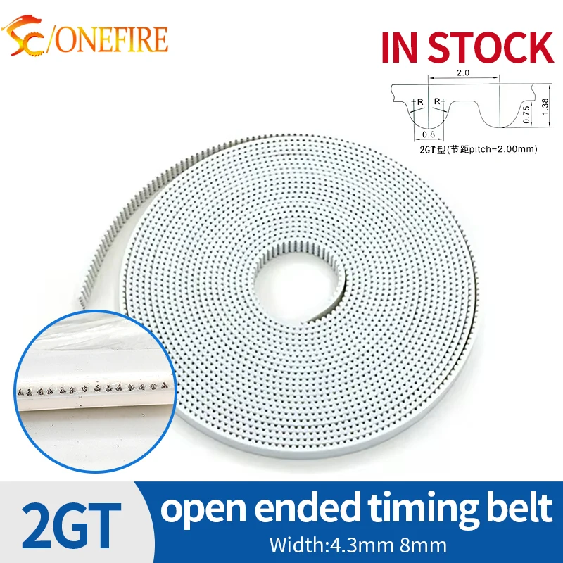 High Quality GT2 8mm open timing belt width 4.3mm/8mm Polyurethane belt for 3D Printer
