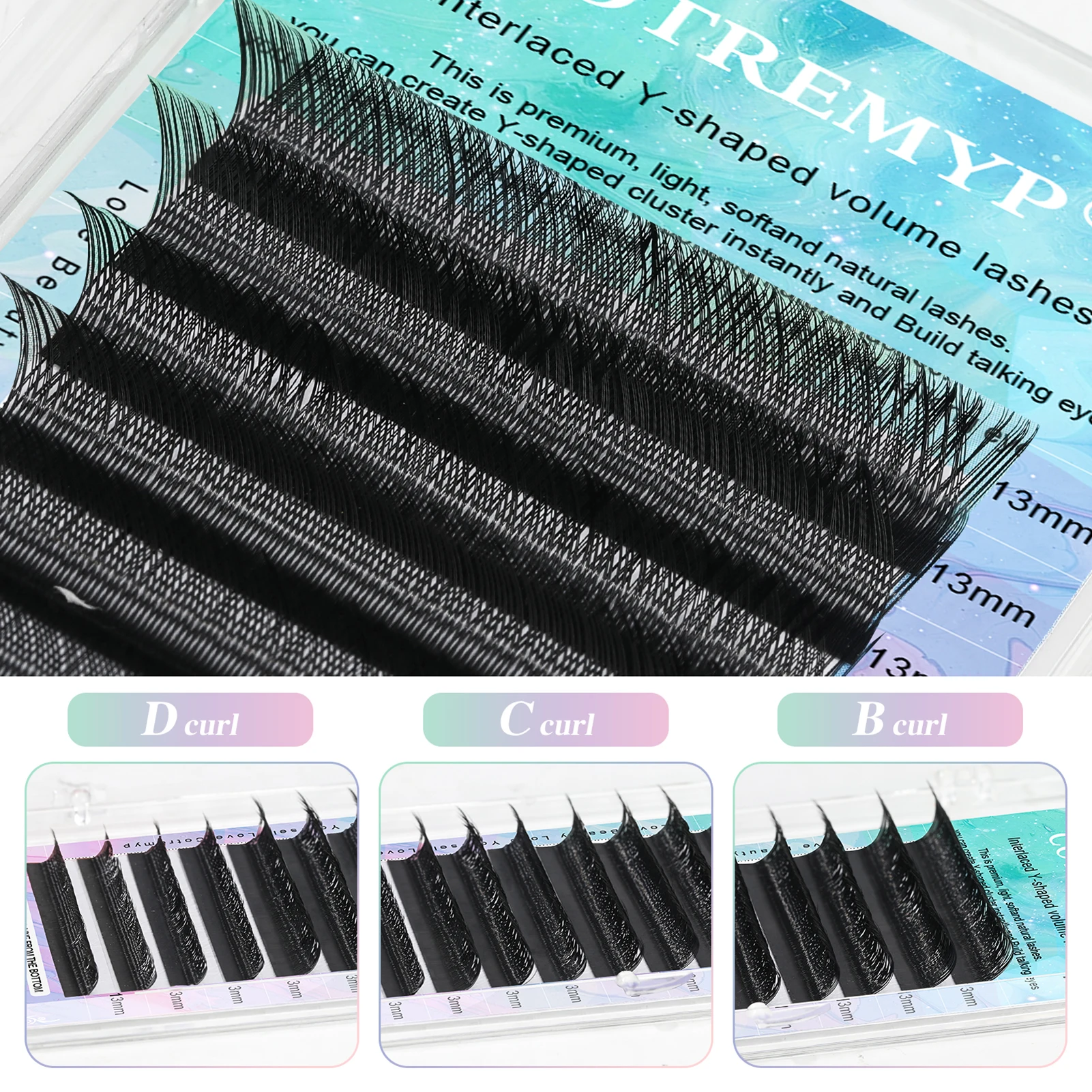 10 rzędów naturalnych rzęs w kształcie YY, sztuczne rzęsy 0,07 mm, miękkie, wygodne, podkręcające sztuczne rzęsy dla dziewcząt, narzędzie do makijażu oczu