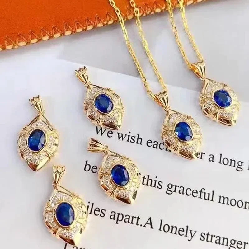 Huitan Edle Blaue Zirkonia Gold Farbe Halskette für Frauen Hochzeit Jahrestag Party Temperament Dame Halskette Trend Schmuck