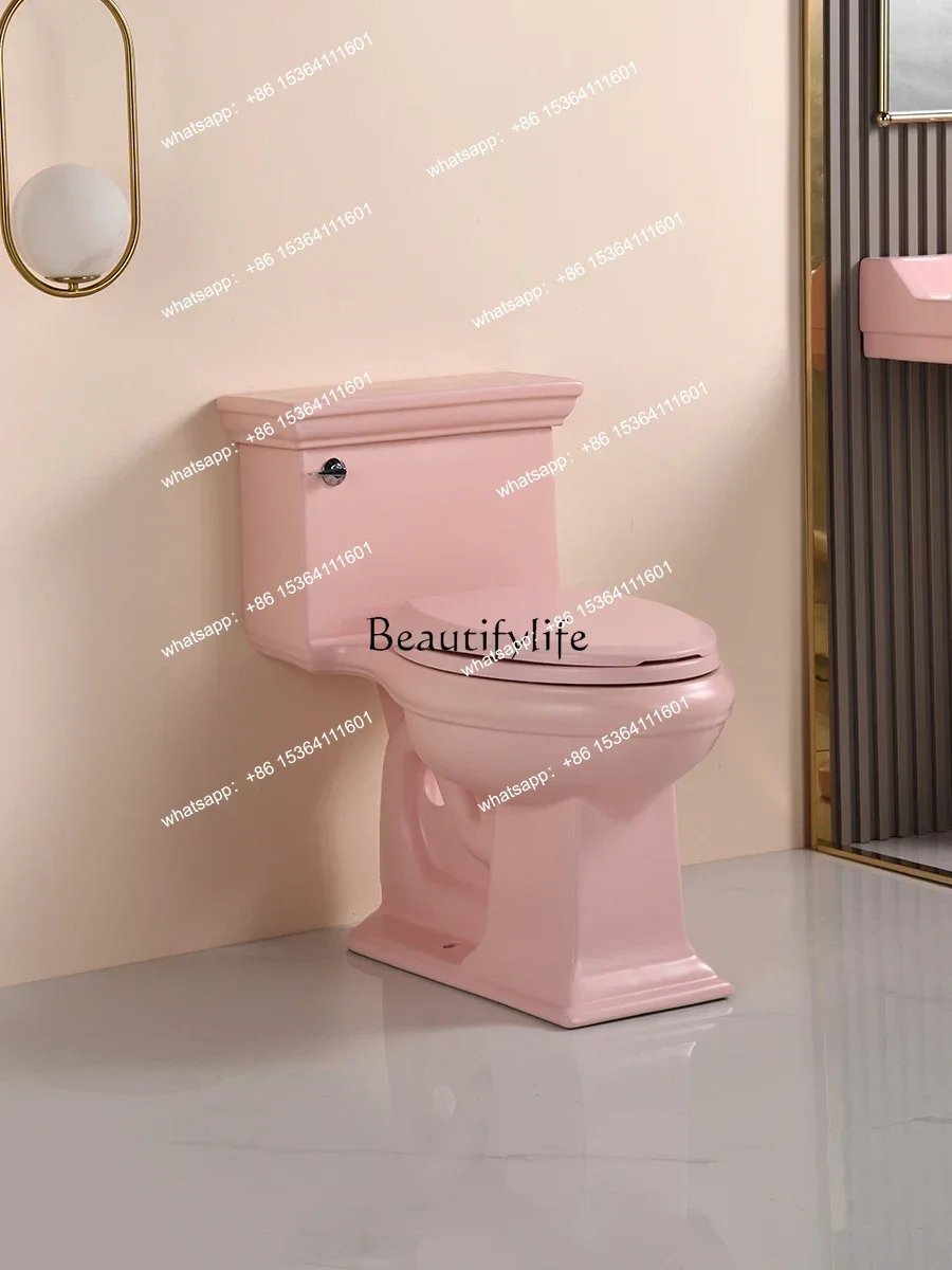 European retro pink toilet, siphon toilet B & B personality