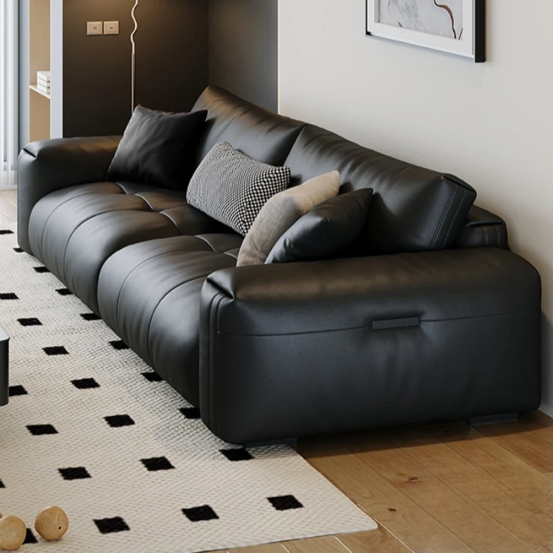 minimalist leather sofa Italian modern living room small sofa apartment three-person oturma odası kanepeleri home furnitures