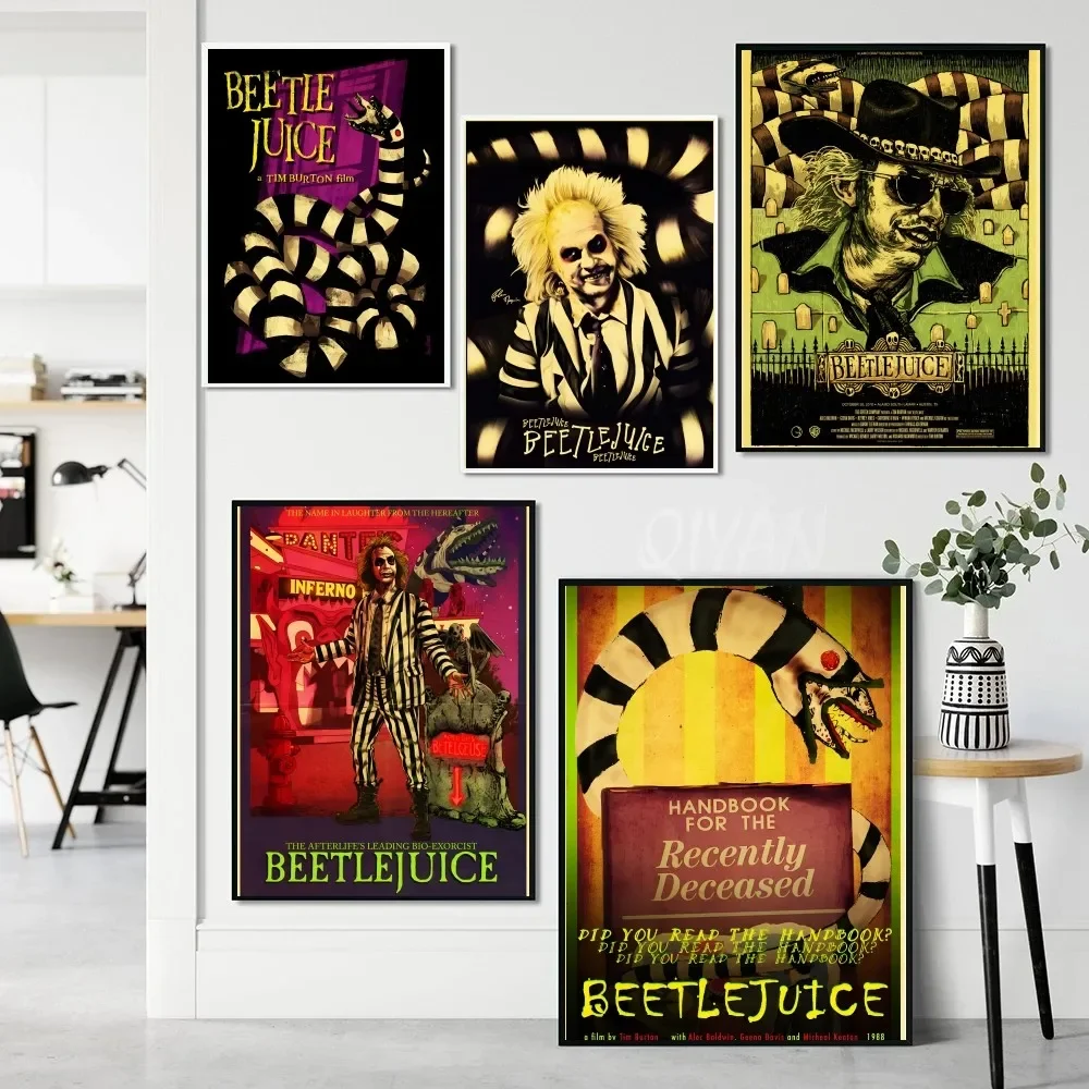 H-Horror Film Beetlejuice Retro Poster Paper Print Home Living Room Bedroom Entrance Bar Cafe Art Painting Decoration