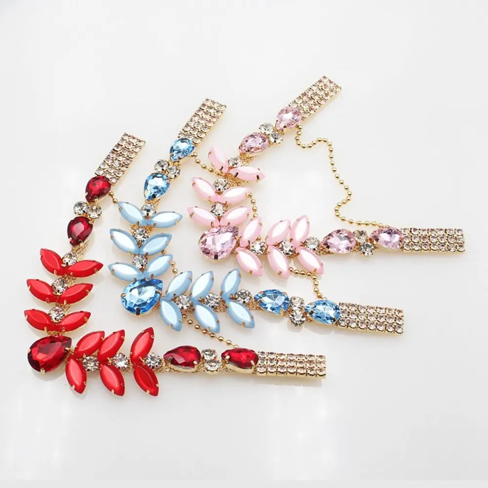 1Pair Ladies Sandal Beach Slider Decorate Chain Acrylic Crystal Shoe Chain DIY Herringbone Slipper Chain Beach Shoes Accessories