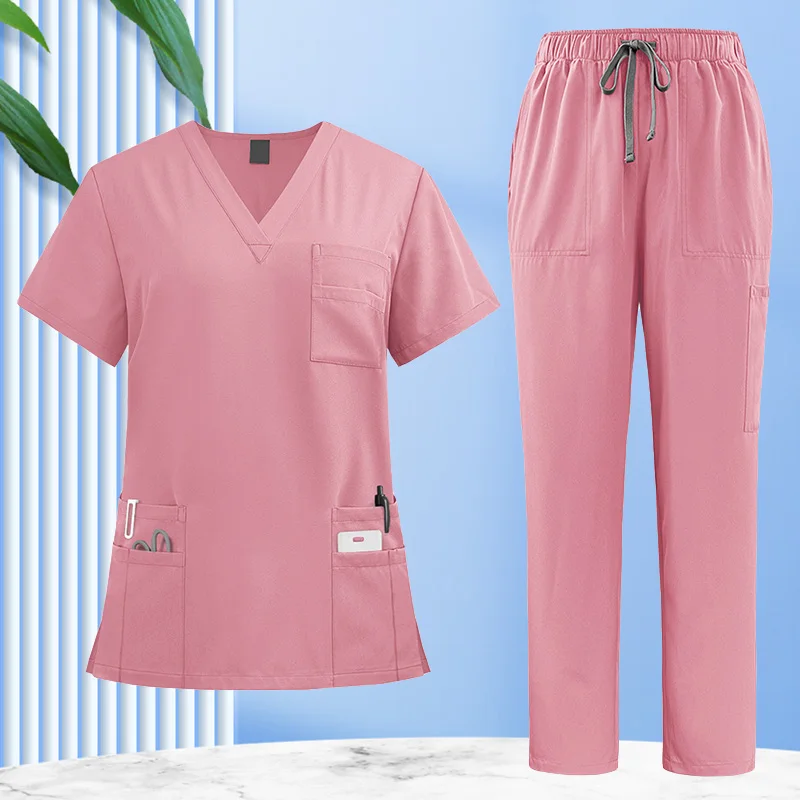 2pcs Accessories Working Scrubs Set Nurse Surgery Suit Polyester Medical Uniform Workwear Doctor Uniforms High Waist Pants