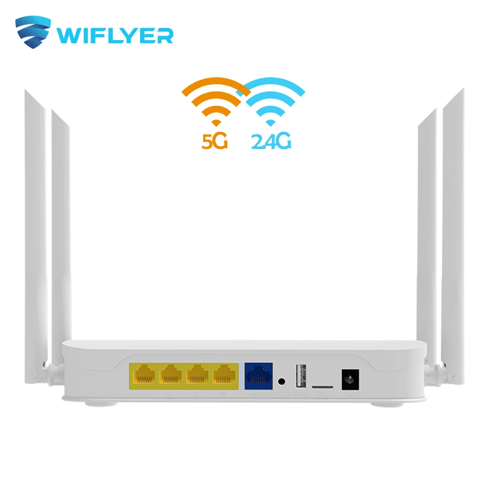 High Speed Wifi Router Home Wi-Fi 1200Mbps 16MB 256MB 4*Gigabit LAN Dual Bands 2.4ghz 5ghz Antenna Support 4G USB Modem