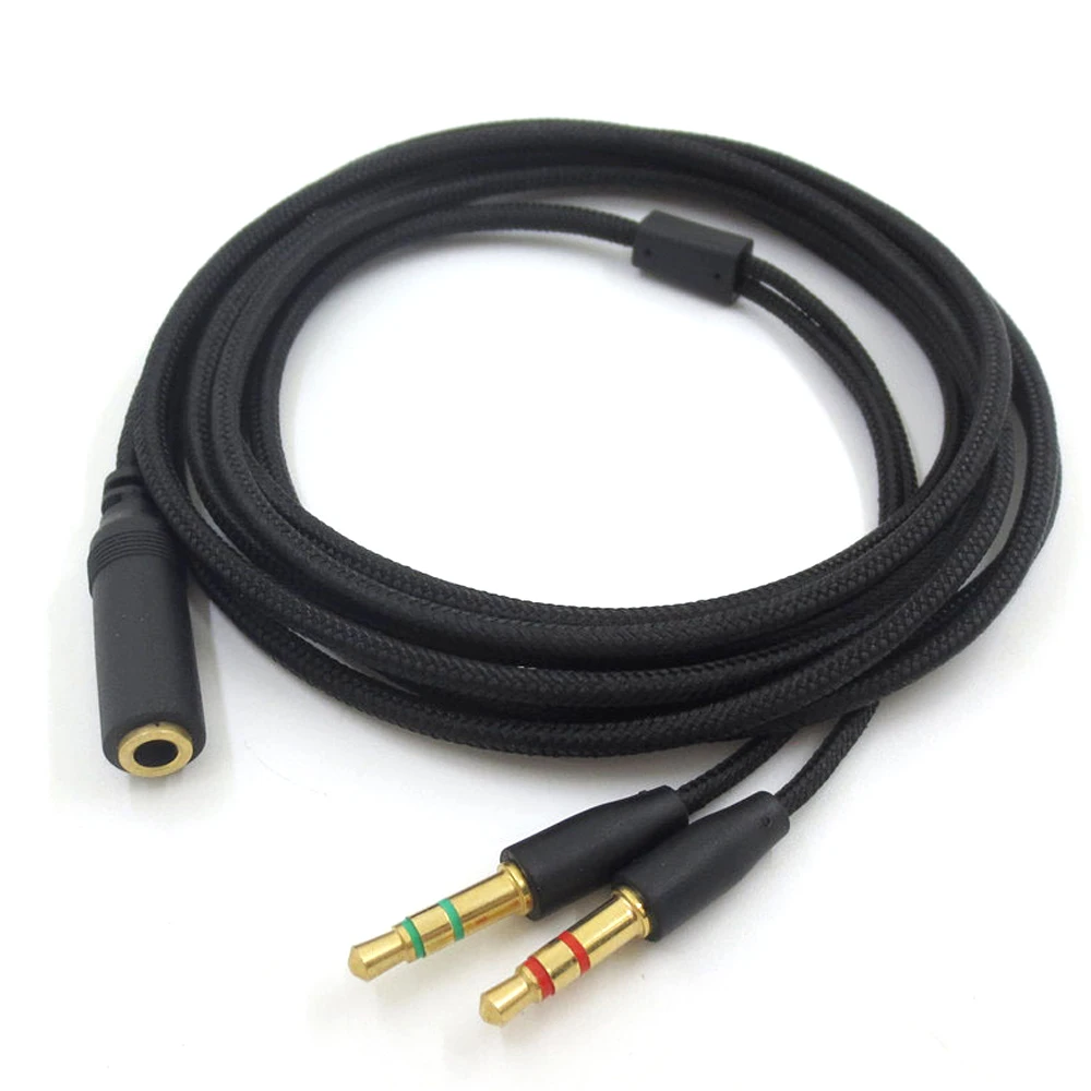 3.5mm Earphone Cable Headphone Adapter Splitter Headset Microphone 2m Audio Cable