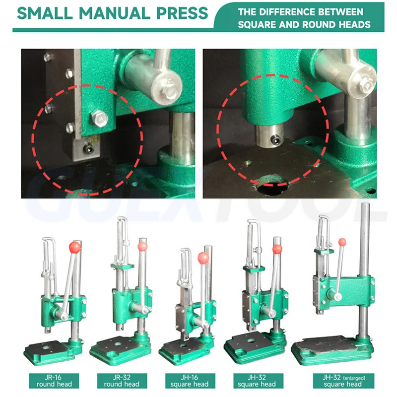 JR-16/JH-16 Hand Press Machine Desktop Round /Square Head Punching Manual Press Manual Punch Hand Press Punching Machine Type 16