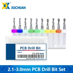 Punta da trapano per PCB 10 pezzi 2,1-3,0 mm 1/8 ''codolo in carburo di tungsteno mini pistola per PCB stampato strumento di perforazione del foro del circuito
