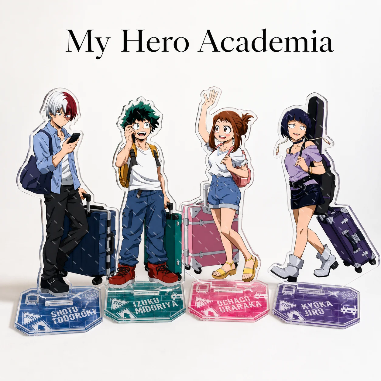 My Hero Academia Katsuki Bakugo Travel Outfit Acrylic Stand Anime Character Desktop Decor Otaku Collectible Fan Gift Keychain