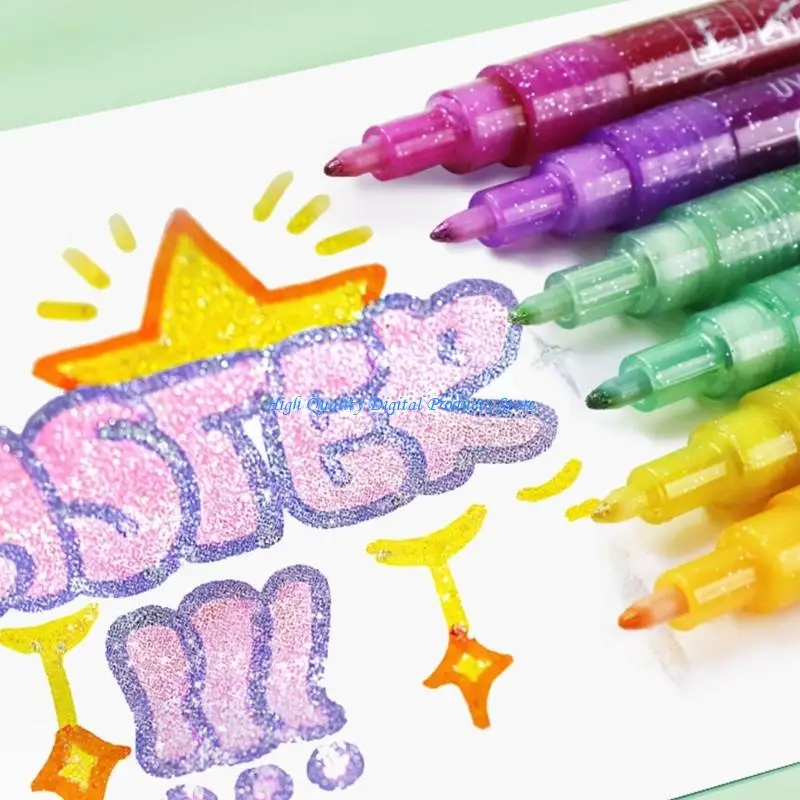 U2JE Pack of Acrylic Glitter Marker Pen Shimmering Glitter Gel Pen Set For Writing