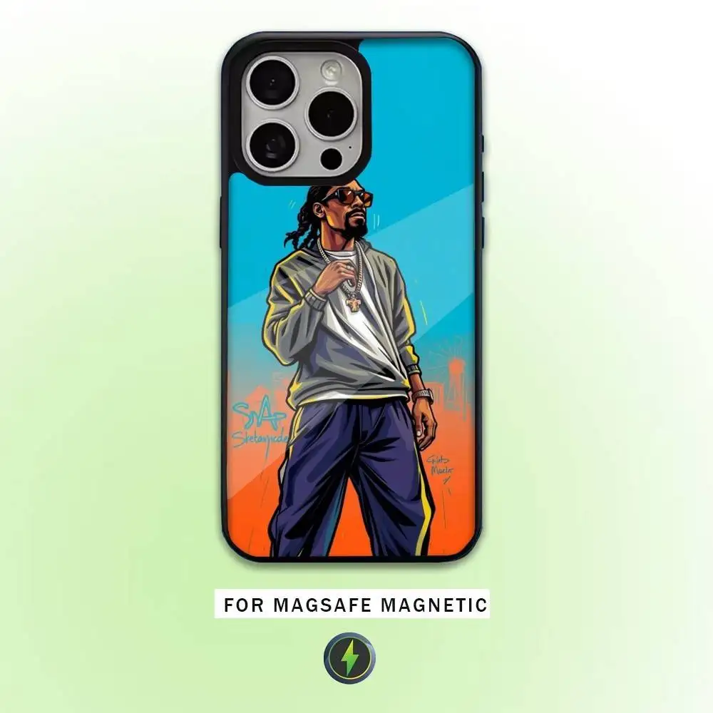 حافظة هاتف مغني الراب S-Snoop Dogg لهاتف iPhone17,16,15,14,13,12,11 Plus، Pro Max شحن لاسلكي مغناطيسي Magsafe #3