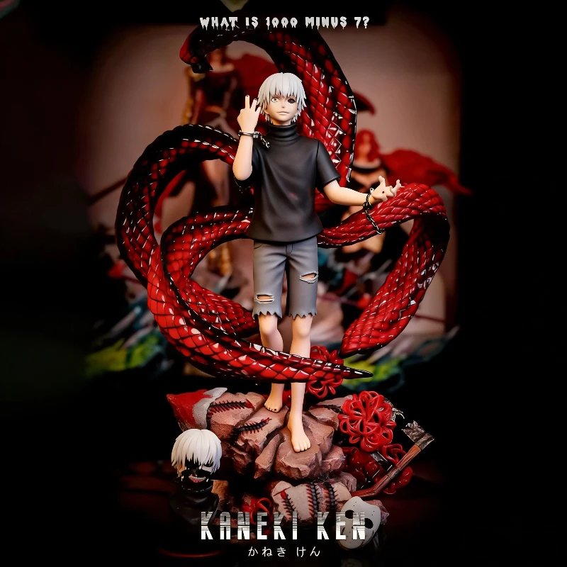 

35cm Tokyo Ghoul GK Ken Kaneki White Hair 4 Kagune Action Figure Double Head Statue Collectible Anime Model Toy Desk Decor Gift