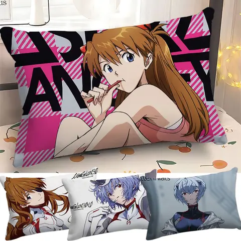 EVANGELION Ayanami Rei taie d'oreiller Asuka EVA Anime taie d'oreiller courte en peluche taie d'oreiller canapé housse de coussin maison literie décor