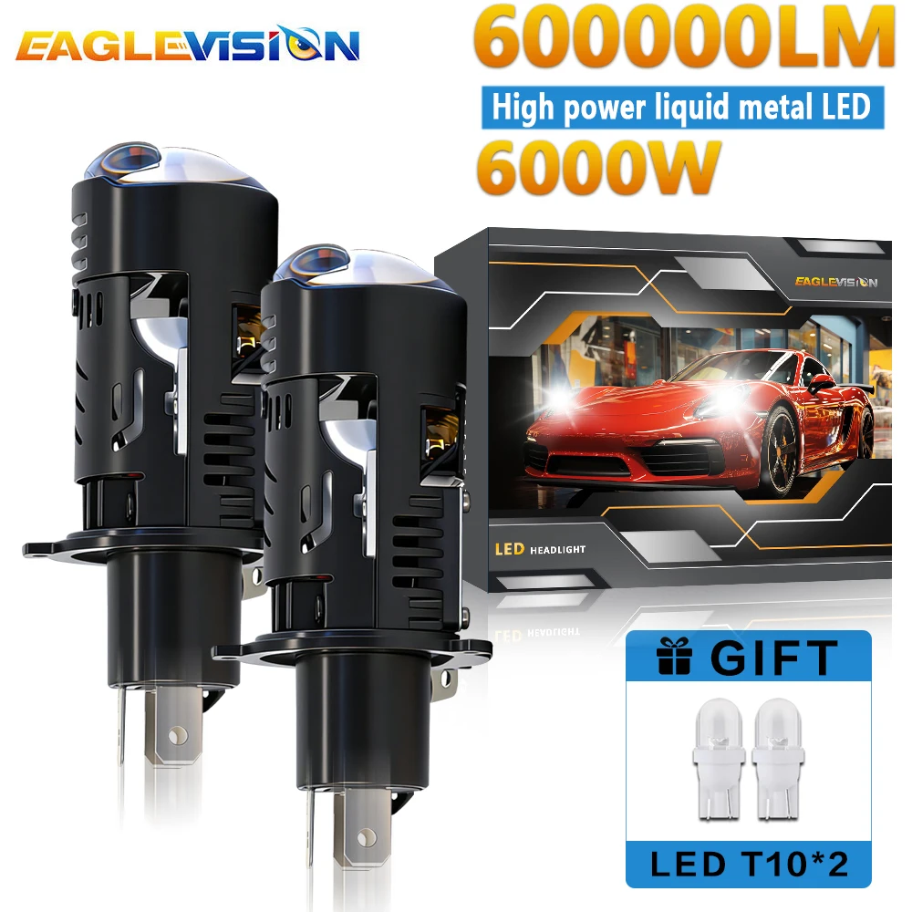 

Светодиодная фара EAGLEVISION H4 Mini Projector Lens для автомобилей и мотоциклов, Hi/Lo, линза H4, светодиодная лампа, противотуманная фара, 12В 24В