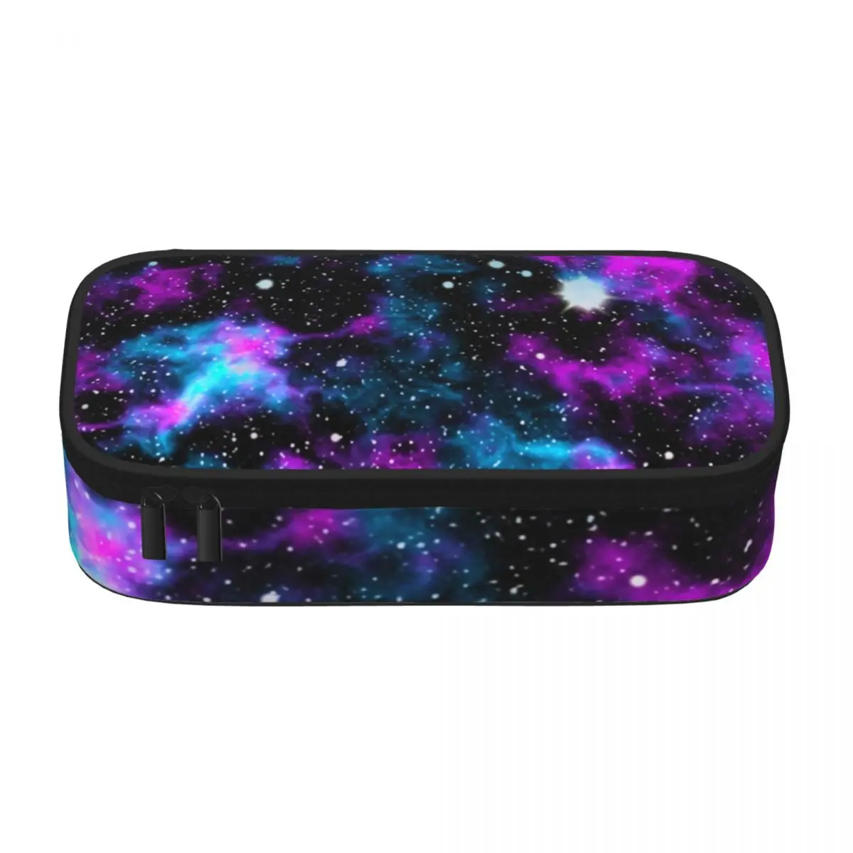 Blue And Purple Galaxy Pencil Case Cosmic Neon Print Boy Girl Elementary School Zipper Pencil Box Large Cool Pen Pouch