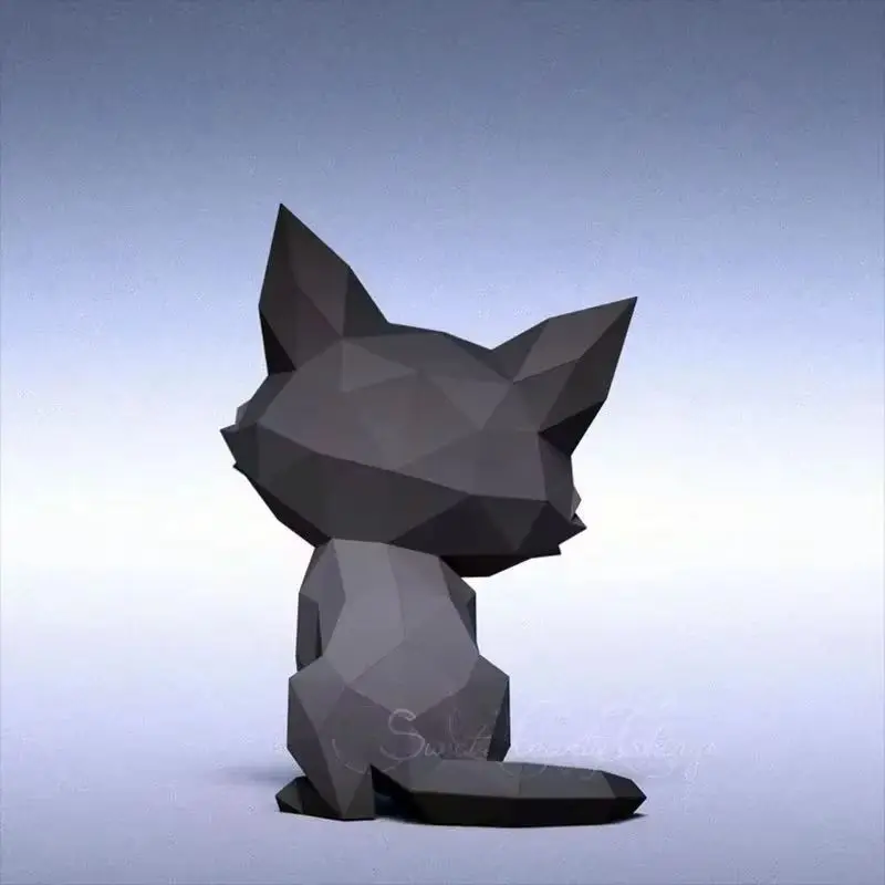 Leuke Kat Kitten 3D Papier Model Papercraft Kunst Creatieve Handgemaakte Ornamenten Home Decor Kamer Vloer Bureau Decoratie DIY Puzzels Speelgoed