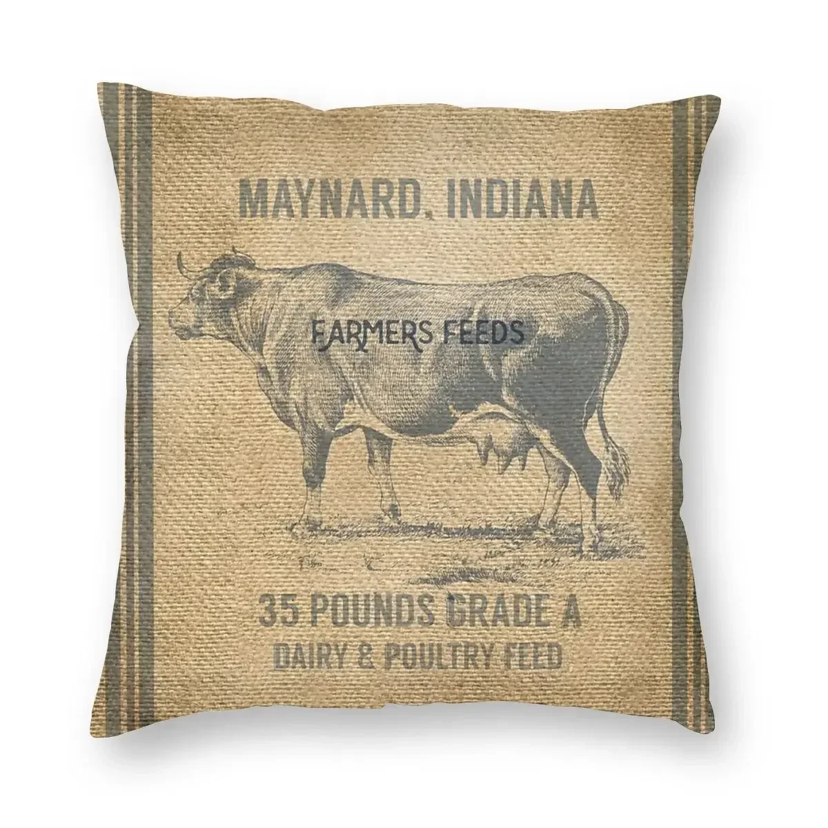 Burlap Vintage Like Dairy Feed Sack Dakimakura Pillow Case Pillow Cover Pillow Covers Pillowcase 65x65 Cushion Cover 45x45