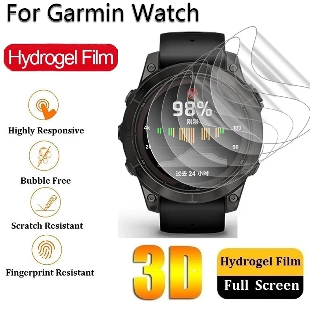 Hydrogel Protective Film Compatible for Garmin Fenix 7 7X 7S Pro Fenix 6 6X 6S Pro Fenix 5 5X 5S Plus Watch Screen Protector